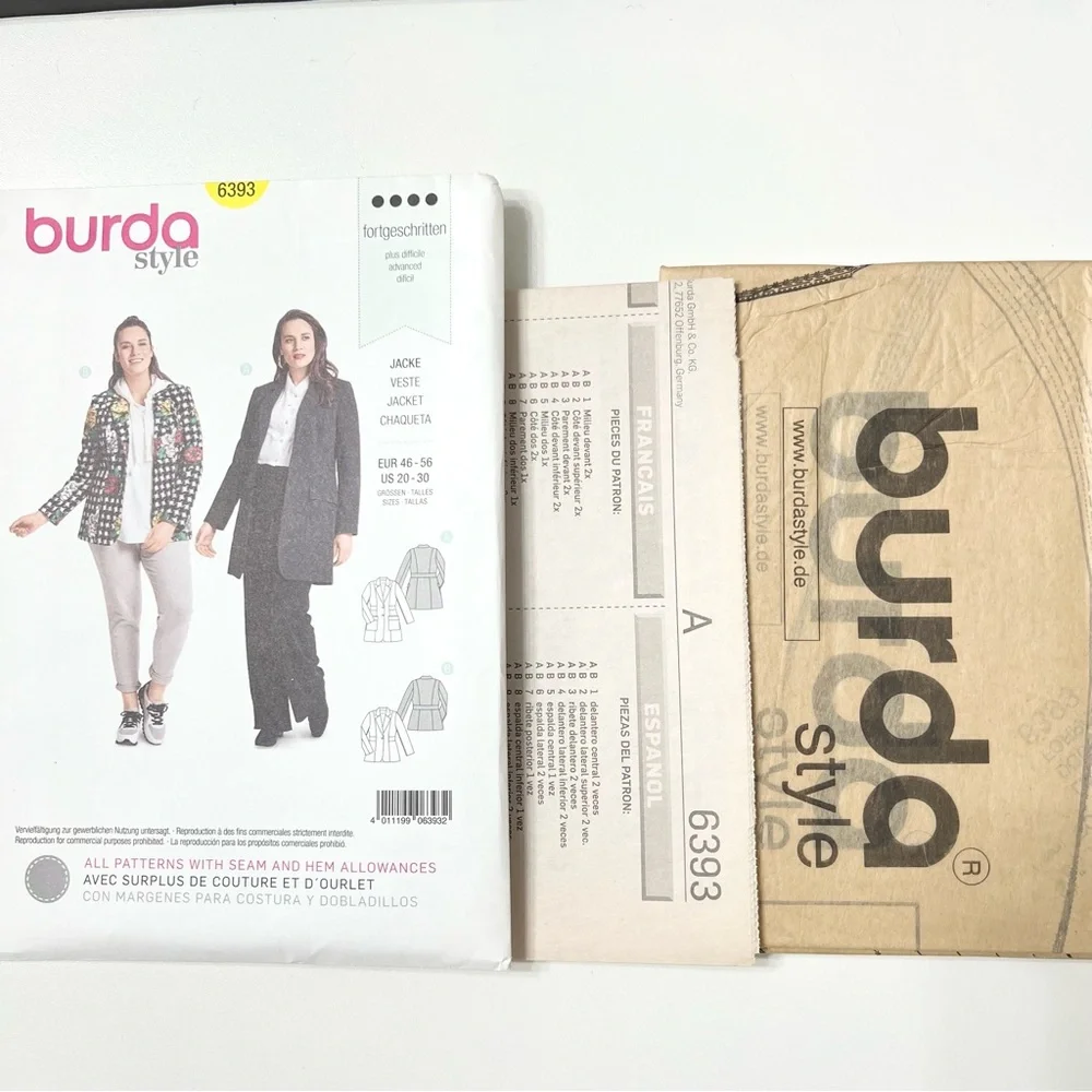Burda Style 6393 Jacket Sewing Pattern Women Plus